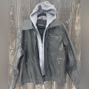Guess - Men’s Faux Leather Hooded Jacket
Size XL